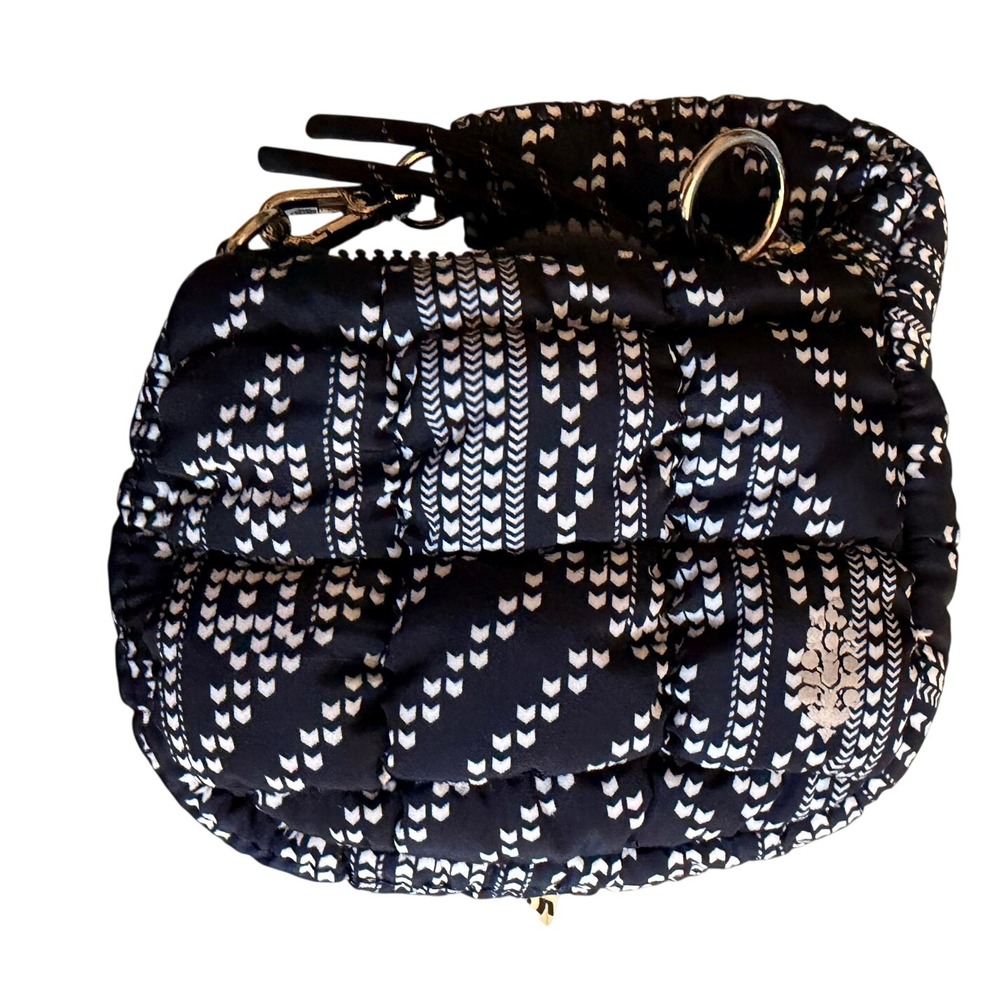 Free People FP Movement Quilted Printed Micro Pouch Navy White Bag Charm RARE